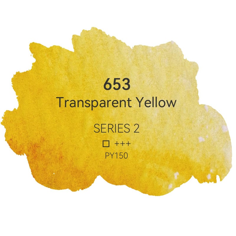 PHOENIX Professional Watercolor Paint - Single Watercolor Half Pan - Transparent Yellow 653 - Image 2